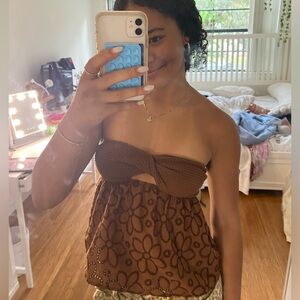 SHEIN brown crochet flower top💝💝
